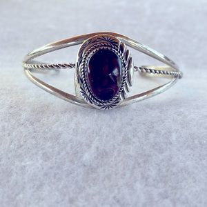 Brown Jasper & Sterling Cuff